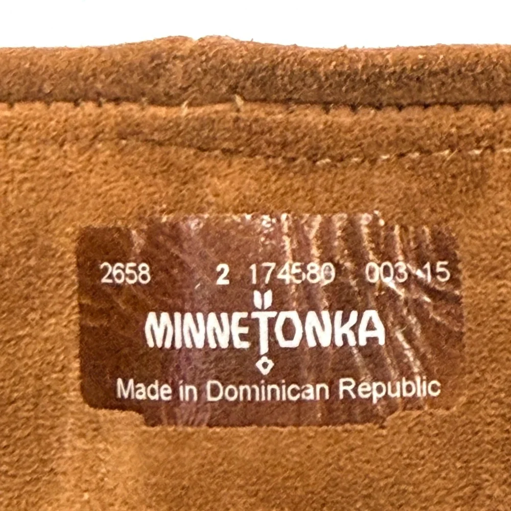 Minnetonka Moccasin Boots 3 Layer Fringe Kid Girl 2 Brown Suede Zip Up  10